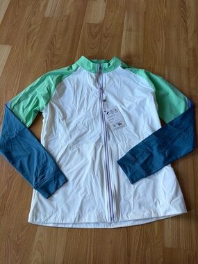 FootJoy NWT “Women’s Full Zip Color Block Jacket” size small white green teal